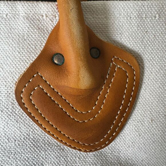 VTG L.L. Bean Firewood Log Holder Carrier Leather Handles Winter Cardinal & Pin - Picture 7 of 7